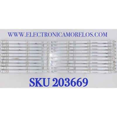 KIT DE LED'S PARA TV HISENSE (10 PIEZAS) / NUMERO DE PARTE CRH-BX65S1U013030T10068BR / 03E348124HN / C301 / 21115500 / PANEL HD650S1U01-K1\S0\GM\CKD\ROH / MODELO 65RGE1