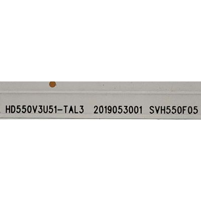 KIT DE LEDS PARA TV HISENSE ORIGINAL 8 PIEZAS / NUMERO DE PARTE CRH-BX55V3U513030T140895U / HD550V3U51-TAL3 / 2019053001 / SVH550F05 / E479275 / PANEL HD550V3U51-TAL3\S0\FJ\GM\ROH / MODELO 55H8E - Imagen 3