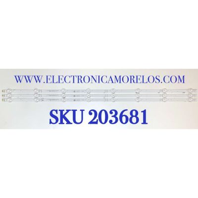 KIT DE LEDS PARA TV HISENSE ORIGINAL 3 PIEZAS / NUMERO DE PARTE HD425Y1U51 / HD425Y1U51-T0L6 / 2021012201 / APT-HXLB21008 / APT-HXLB21008 / 1264259 / PANEL HD425Y1U51-T0L2 / DISPLAY T430QVN03.7 / MODELOS 43A6G / 43A6GV / 43R6E4